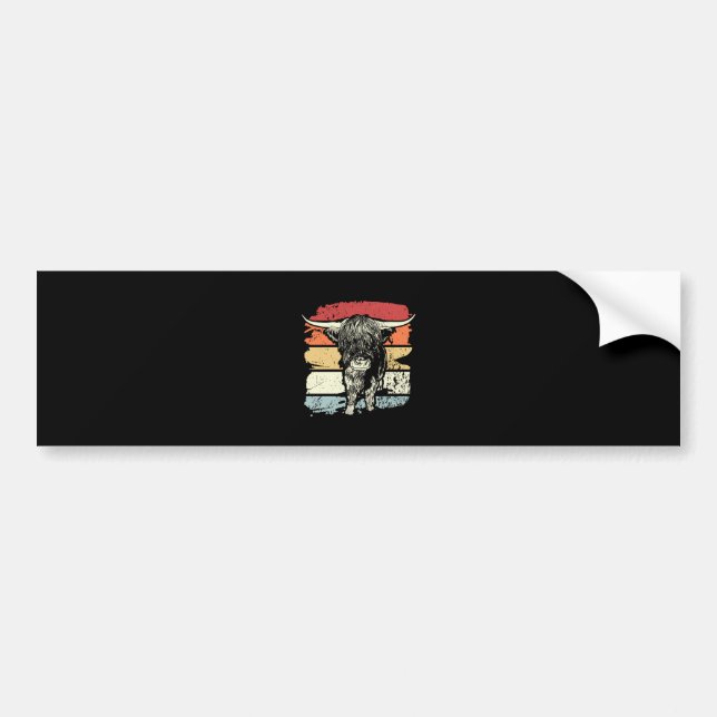 Pegatina Para Coche Highland Cow Highland Cows Retro (Frente)