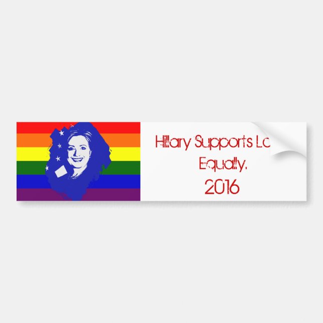 Pegatina Para Coche Hillary apoya amor (Frente)