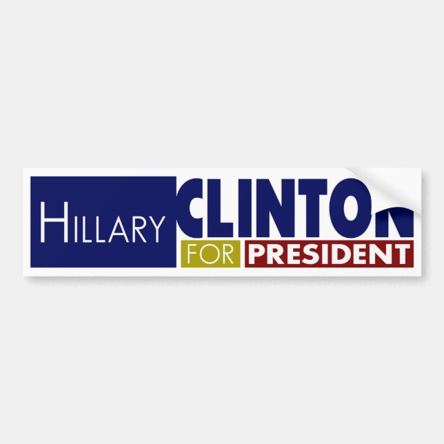 Pegatina Para Coche Hillary Clinton por el Presidente V1 (Frente)