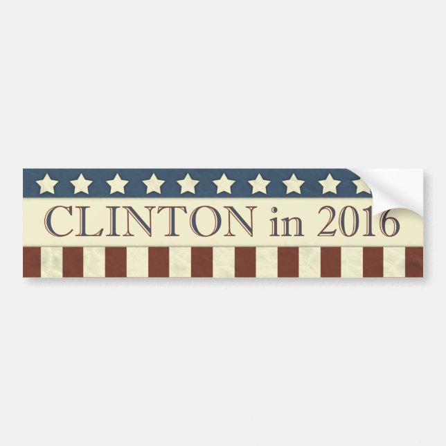 Pegatina Para Coche Hillary Clinton Presidente 2016 Stars Stripes (Frente)
