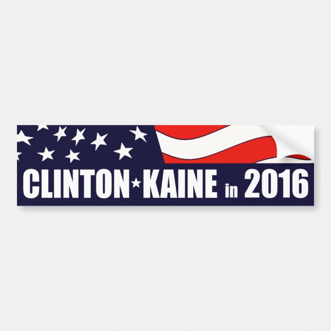 Pegatina Para Coche Hillary Clinton Tim Kaine 2016 Bandera estadounide (Frente)
