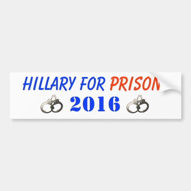 Pegatina Para Coche Hillary para la prisión 2016 (Frente)