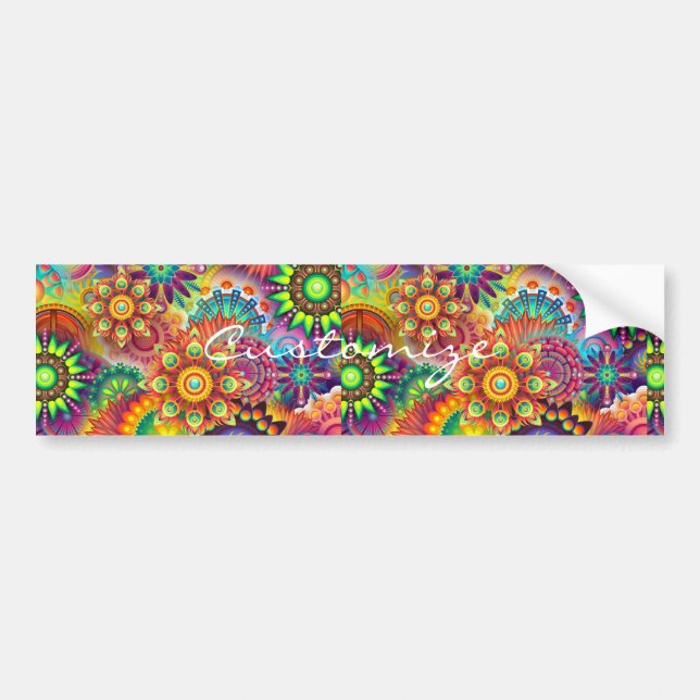Pegatina Para Coche Hippie Groovy Techno Psychedelic Thunder_Cove (Frente)