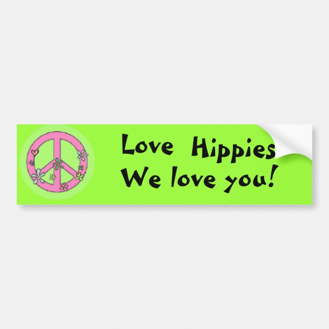 Pegatina Para Coche ¡Hippies del amor! (Frente)