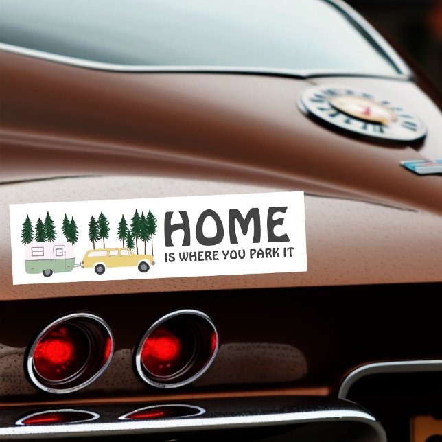 Pegatina Para Coche HOGAR ES DONDE ESTACIONAS IT travel trailer RVing (HOME IS WHERE YOU PARK IT travel trailer RVing Bumper Sticker
)