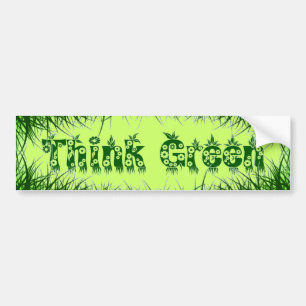 Pegatina Para Coche Hojas de hierba y flores "Think Green"