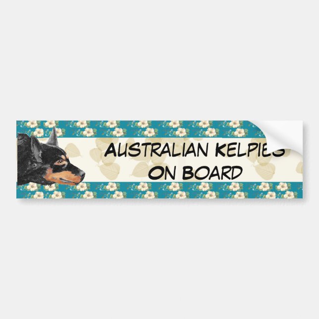 Pegatina Para Coche Hojas/del moreno del Kelpie Bumpersticker floral (Frente)