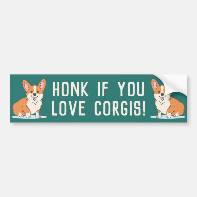 Pegatina Para Coche Honk Si Te Encanta Corgis Cute Green (Frente)