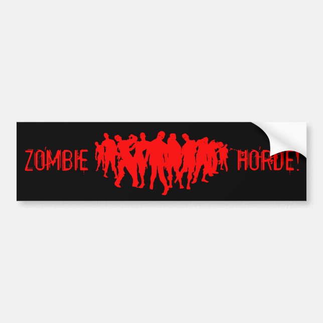 Pegatina Para Coche ¡HORDA DEL ZOMBI! rojo en bumpersticker negro (Frente)