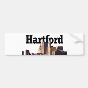 Pegatina Para Coche Horizonte de Hartford CT con "Hartford" en el