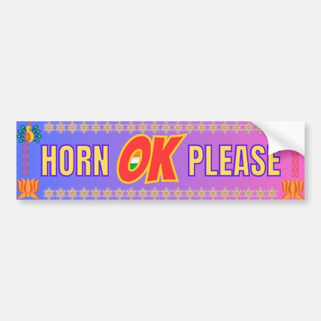 Pegatina Para Coche "Horn OK Please" Desi Truck Style (Frente)