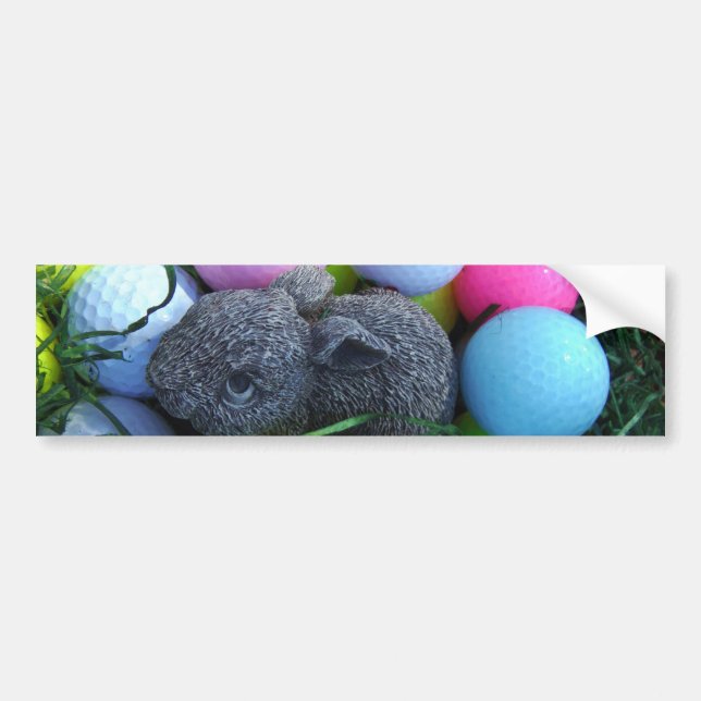 Pegatina Para Coche Huevos de Pascua, bolas de golf de conejo (Frente)