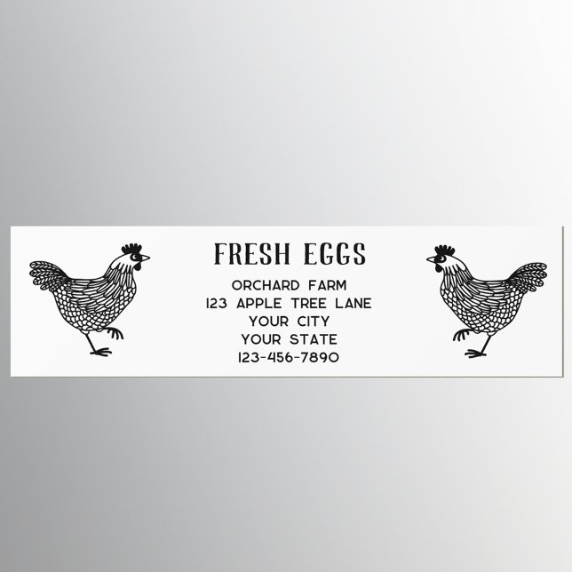 Pegatina Para Coche Huevos frescos de la granja Hen (Fresh Eggs farm details bumper sticker with chickens or hens.)