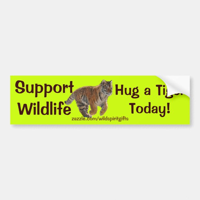 Pegatina Para Coche HUG A TIGER Wildlife Support Funny Bumper Sticker (Frente)