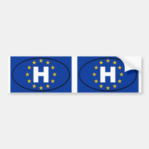 Pegatina Para Coche Hungría - H - Ovalado de la Unión Europea