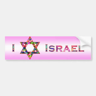 Pegatina Para Coche I (amor) Israel - estrella de David