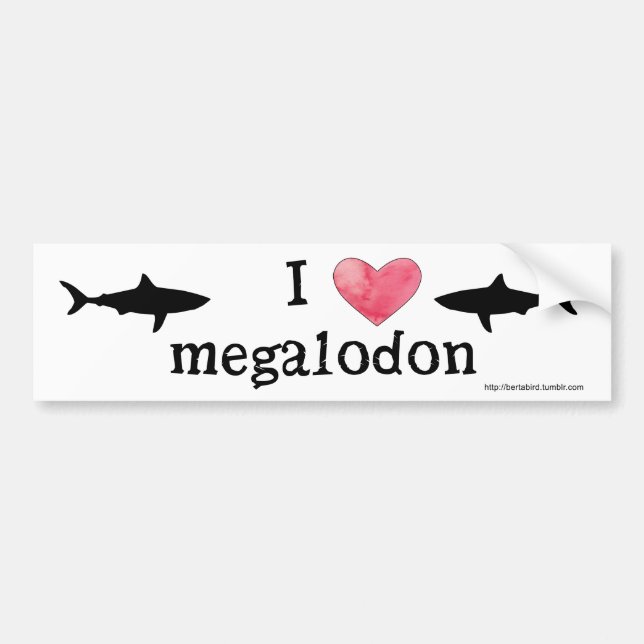Pegatina Para Coche I corazón Megalodon (Frente)