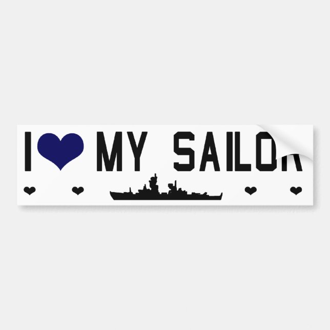 Pegatina Para Coche I corazón mi marinero Bumptersticker (Frente)
