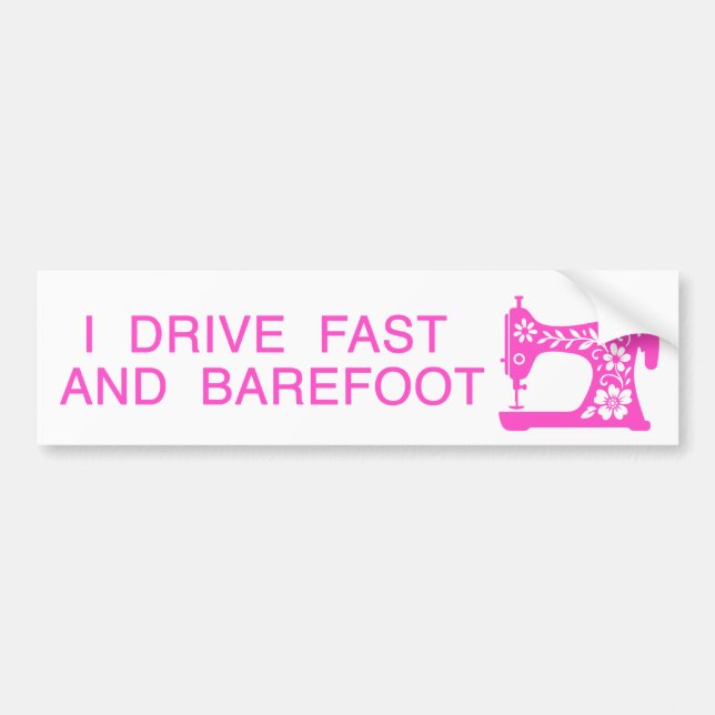 Pegatina Para Coche I drive fast and barefoot pink (Frente)