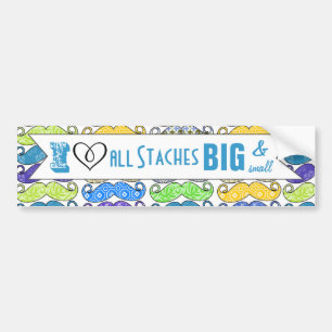 Pegatina Para Coche I Heart All Staches Big and Small Mustache