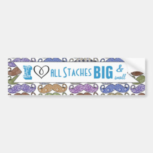 Pegatina Para Coche I Heart All Staches Big and Small Mustache