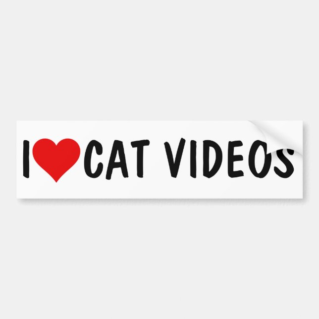 PEGATINA PARA COCHE I HEART CAT VIDEOS (Frente)