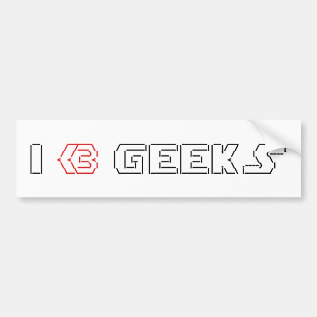Pegatina Para Coche I Heart Geeks ASCII ART (Frente)
