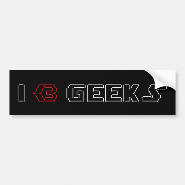 Pegatina Para Coche I Heart Geeks ASCII ART (Frente)