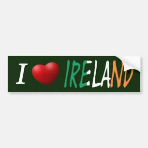 Pegatina Para Coche I Heart Ireland en la bandera irlandesa