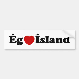 Pegatina Para Coche I Heart (Love) Islandia [Ég Elska Ísland] Islandés