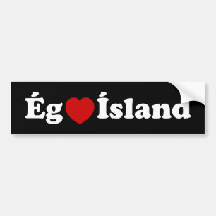 Pegatina Para Coche I Heart (Love) Islandia [Ég Elska Ísland] Islandés
