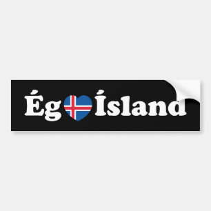 Pegatina Para Coche I Heart (Love) Islandia [Ég Elska Ísland] Islandés