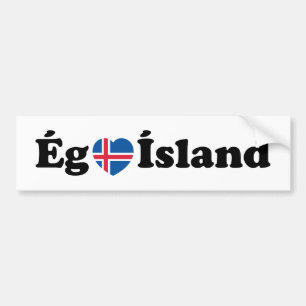 Pegatina Para Coche I Heart (Love) Islandia [Ég Elska Ísland] Islandés