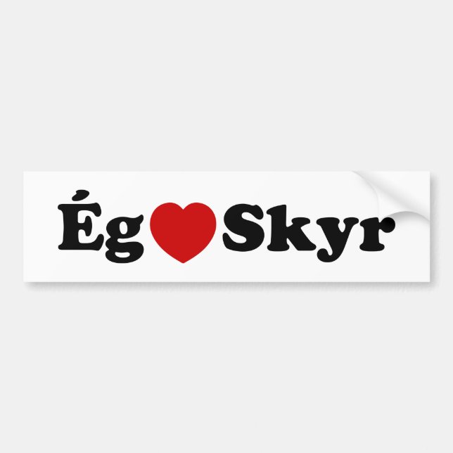Pegatina Para Coche I Heart (Love) Skyr [Ég Elska Skyr] Islandés (Frente)