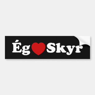 Pegatina Para Coche I Heart (Love) Skyr [Ég Elska Skyr] Islandés