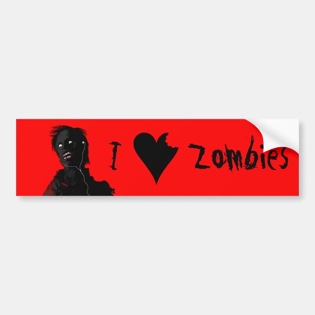 Pegatina Para Coche I Heart Zombies (Frente)