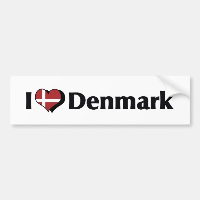 Pegatina Para Coche I Love Denmark Flag (Frente)