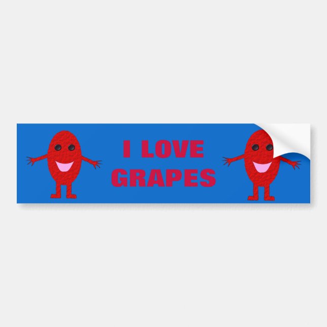 Pegatina Para Coche I Love Grapes Customizable Bumper Sticker (Frente)