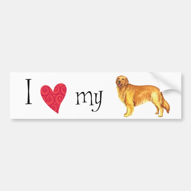 Pegatina Para Coche I Love my Golden Retriever (Frente)