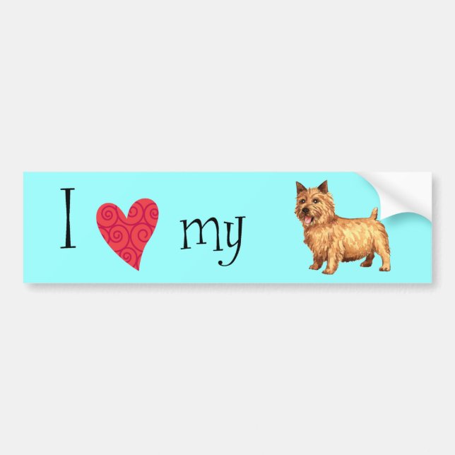 Pegatina Para Coche I Love my Norwich Terrier (Frente)