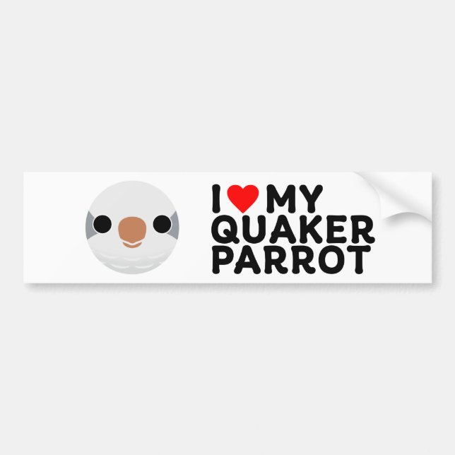 Pegatina Para Coche I LOVE MY QUAKER PARROT – grey (Frente)