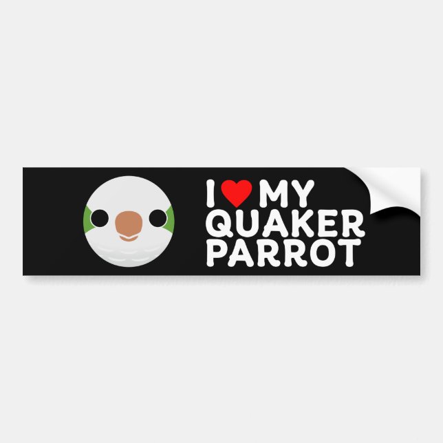 Pegatina Para Coche I LOVE MY QUAKER PARROT – normal (Frente)