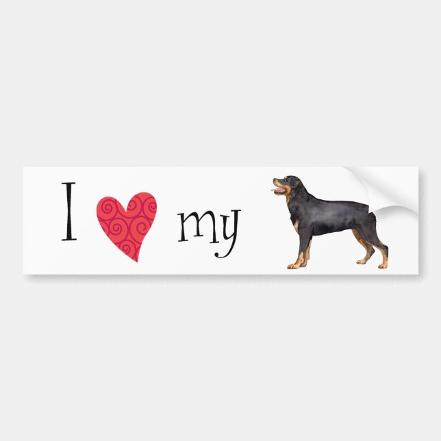 Pegatina Para Coche I Love my Rottweiler (Frente)