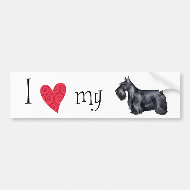 Pegatina Para Coche I Love my Scottie (Frente)
