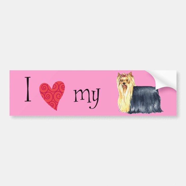 Pegatina Para Coche I Love my Yorkie (Frente)