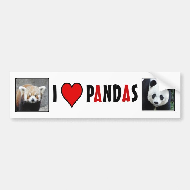 Pegatina Para Coche ¡I PANDAS del corazón! (Frente)