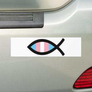 Pegatina Para Coche Ichthys Jesus Fish LGBTQ Transgender Christian