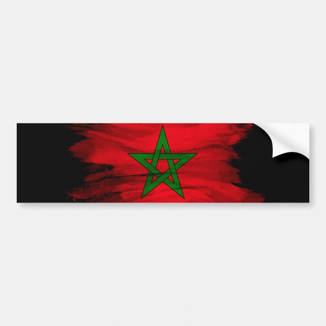 Pegatina Para Coche Icono de pincel de bandera de Marruecos, bandera n (Frente)
