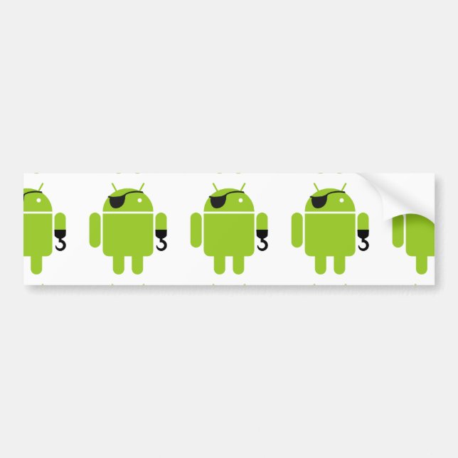 Pegatina Para Coche Icono de Robot Android como pirata (Frente)