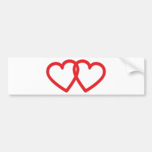 Pegatina Para Coche icono rojo de dos corazones